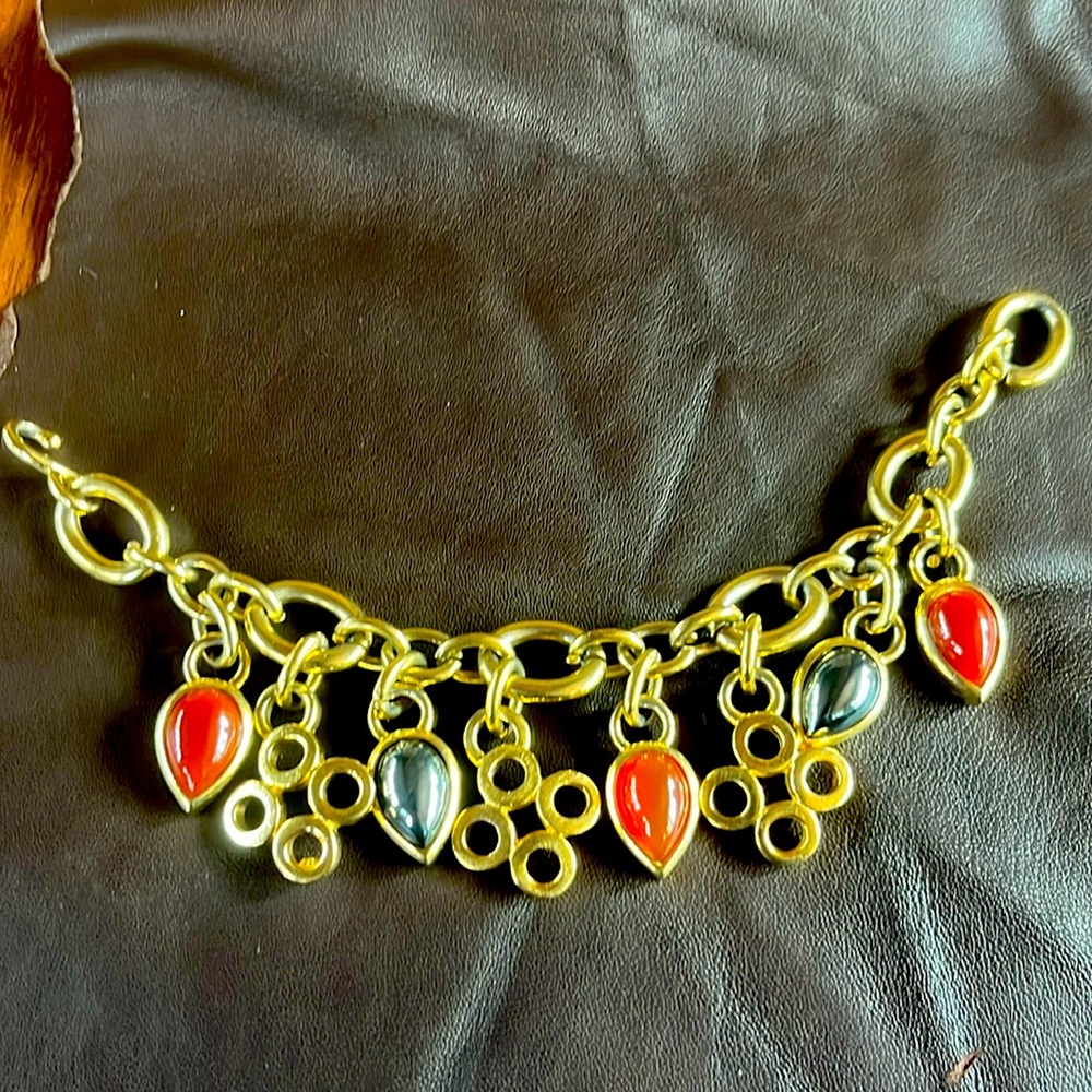 Circa 1980’s Italian costume jewelry..gold charm bracelet